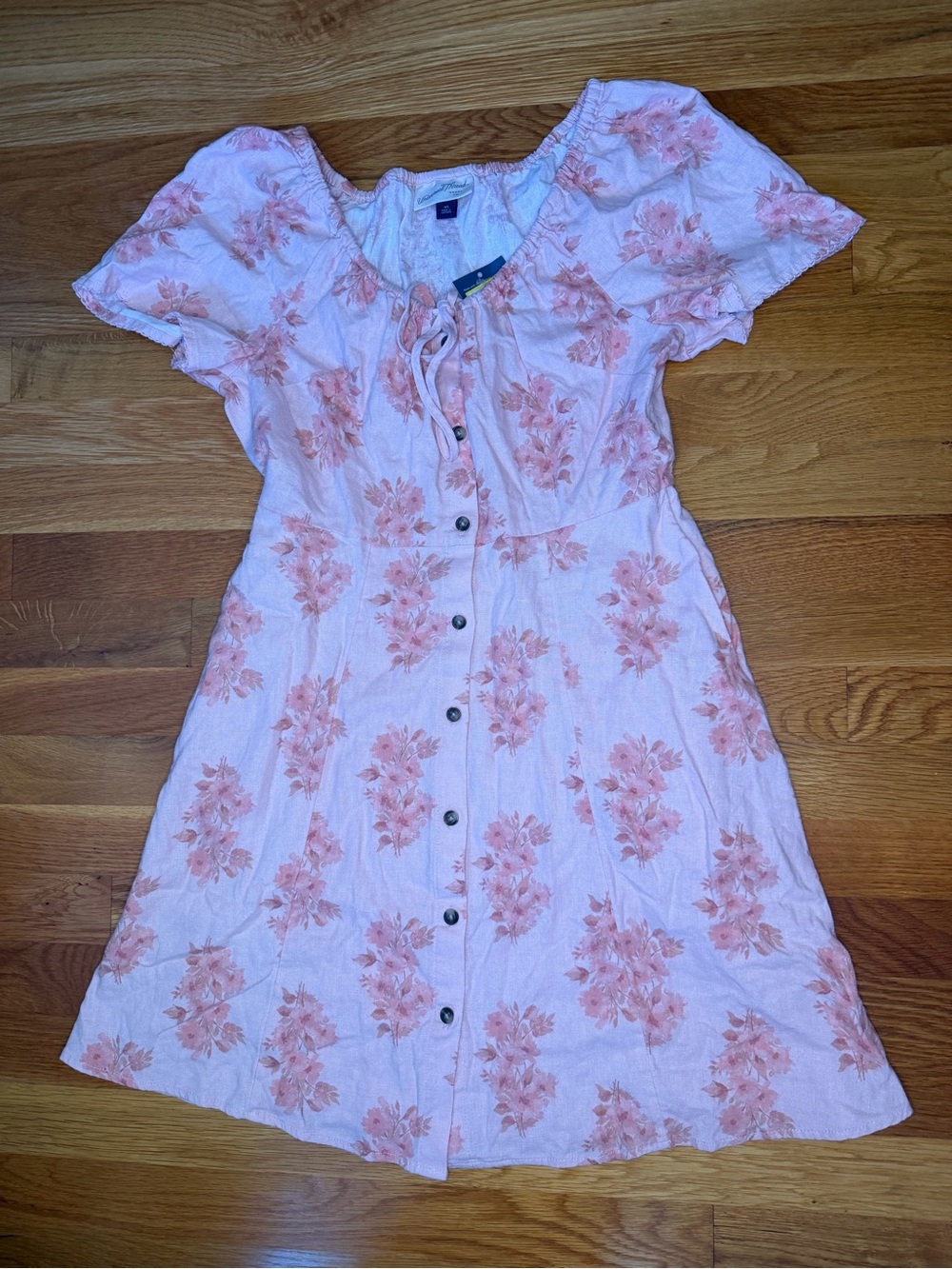 Universal Thread Pink Floral Linen Blend Midi Dress XS NWT Cottagecore